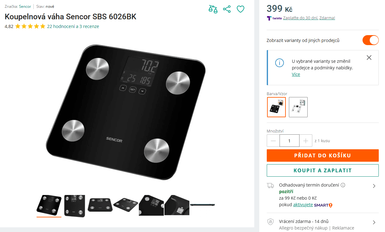 Digitální diagnostická osobní váha Sencor 