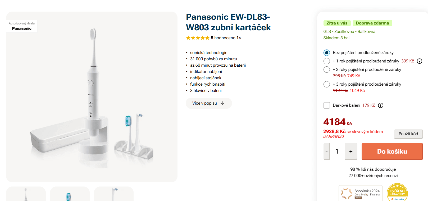 El. sonic zubní kartáček Panasonic