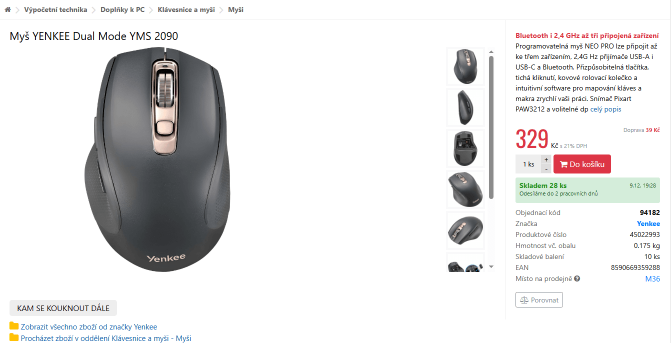 BT myš YENKEE Dual Mode