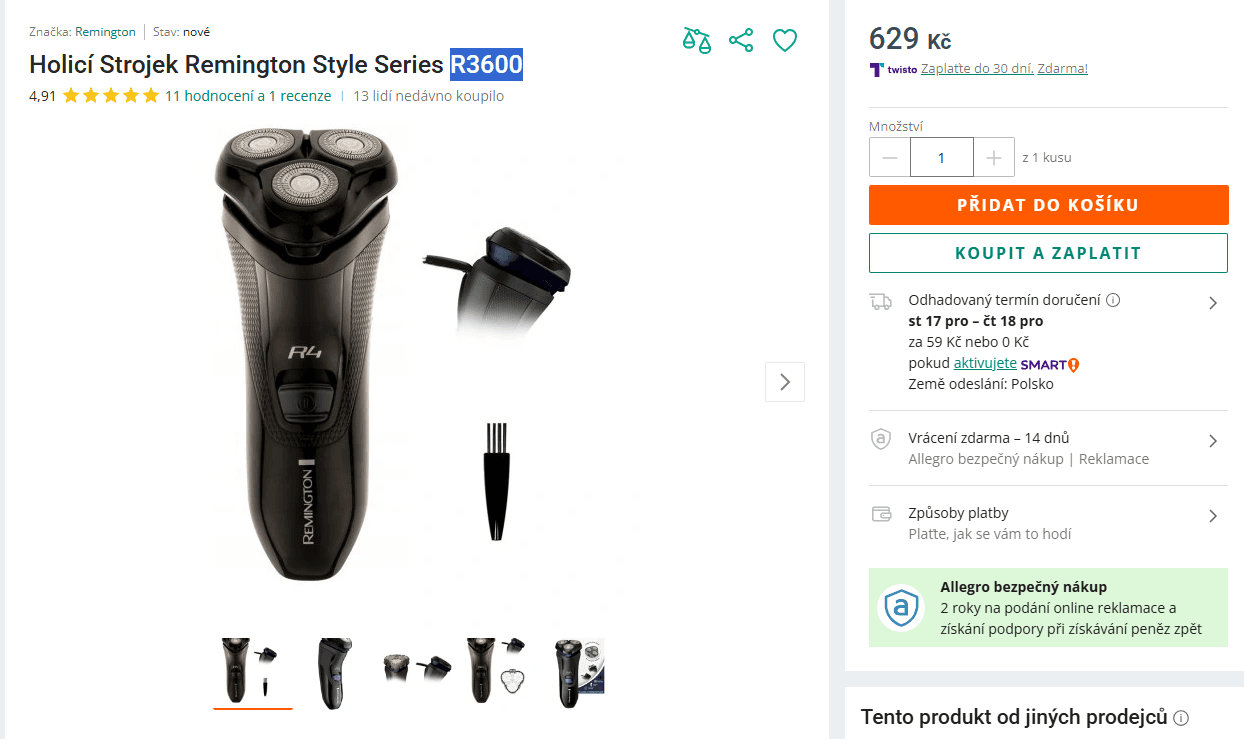 Pánský holicí strojek Remington