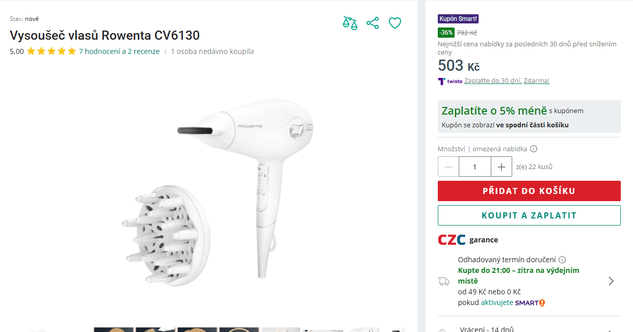 Fén Rowenta 3D Volume Booster