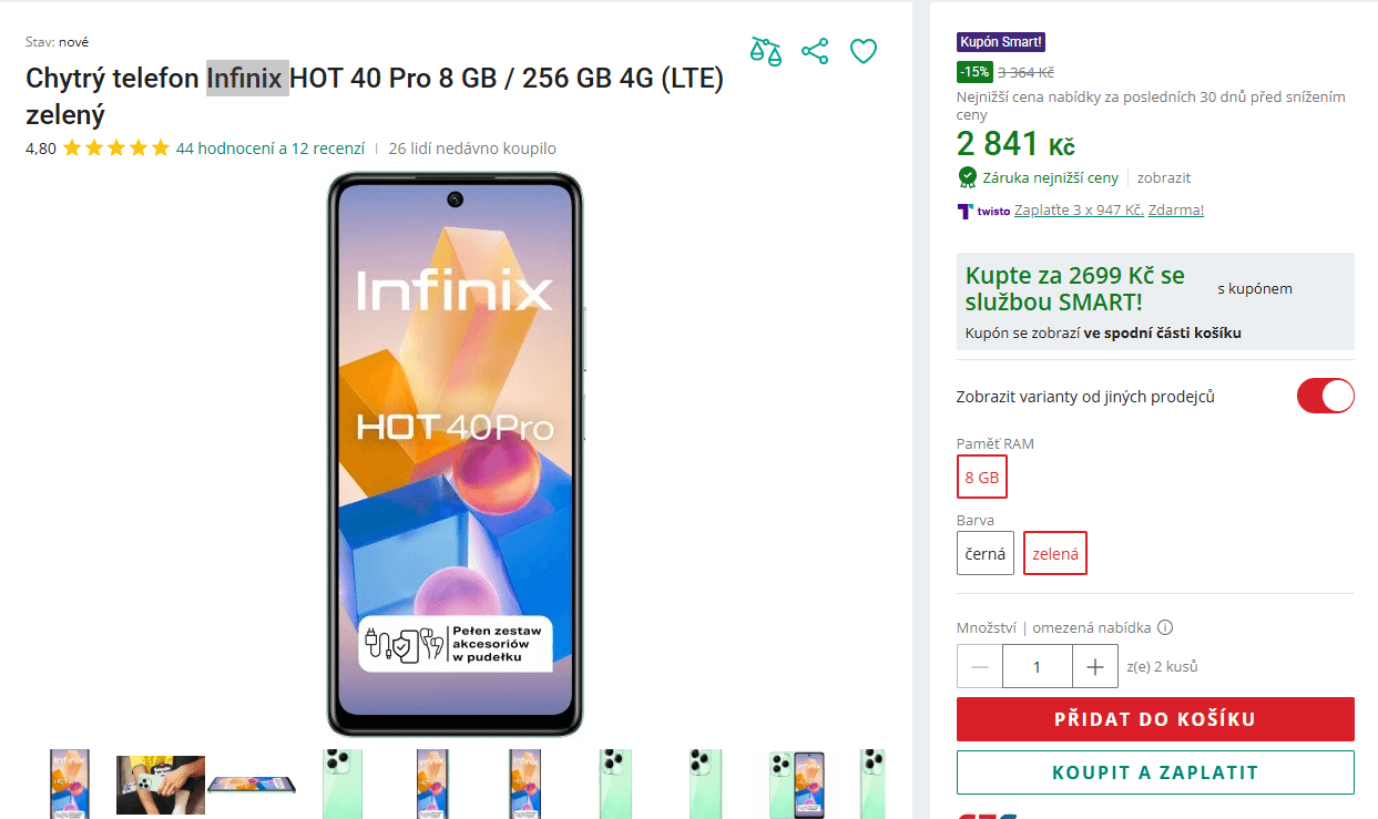Infinix 8x 2,2GHz, 8GB RAM, 6,78", 256GB
