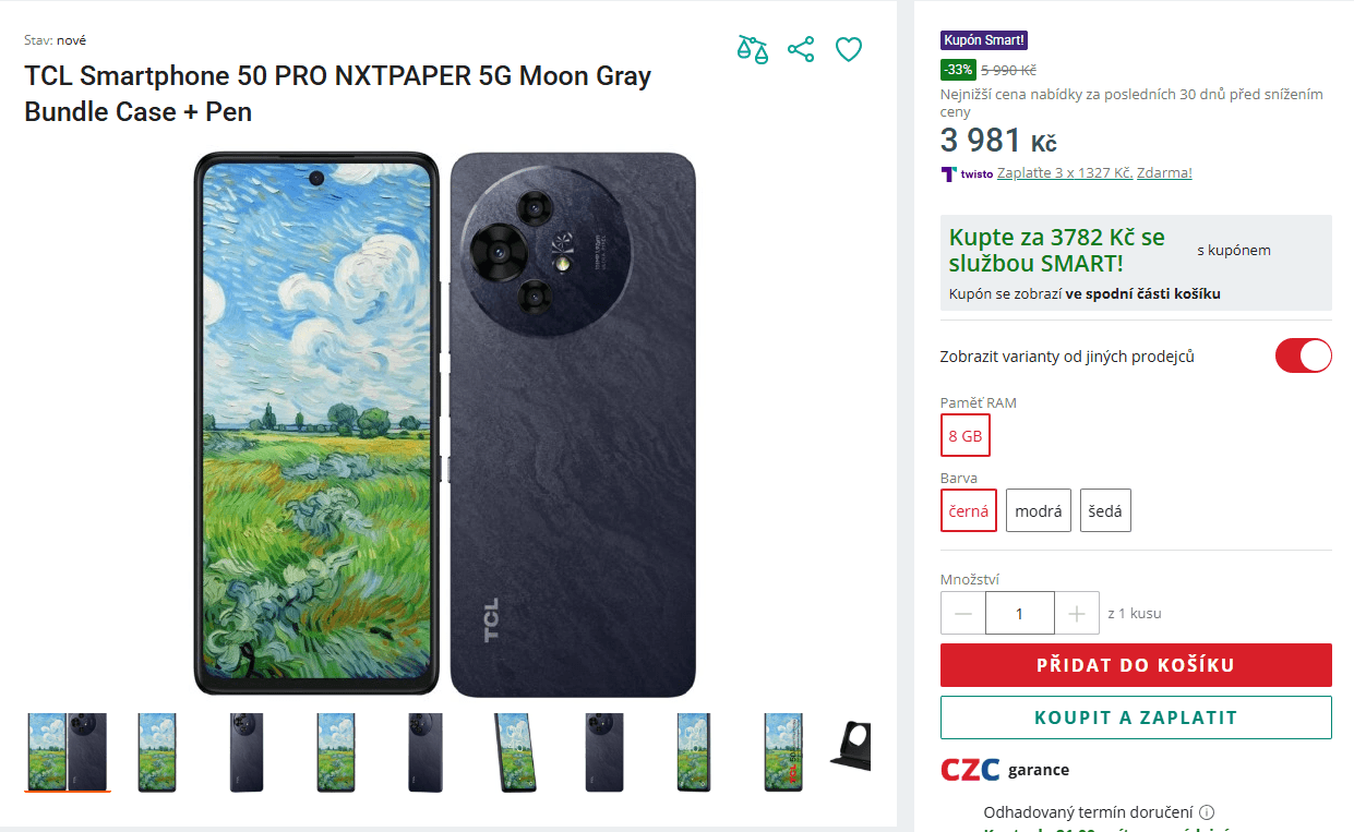 TCL 8x 2,4GHz, 8/256GB, 6,8", NFC