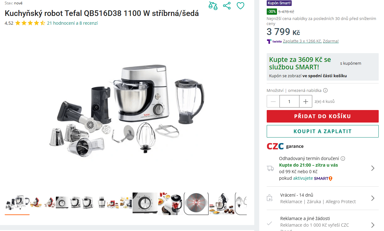 Multifunkční kuchyňský robot Tefal QB516D38 
