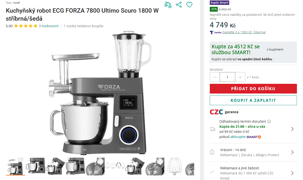 Kuchyňský robot ECG Forza 7800