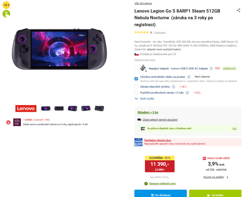 Herní konzole Lenovo 4,3 GHz, 8", 14/500GB