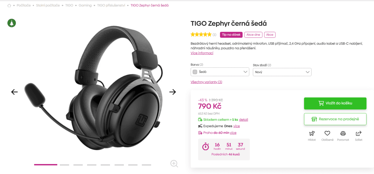 Herní BT sluchátka TIGO Zephyr