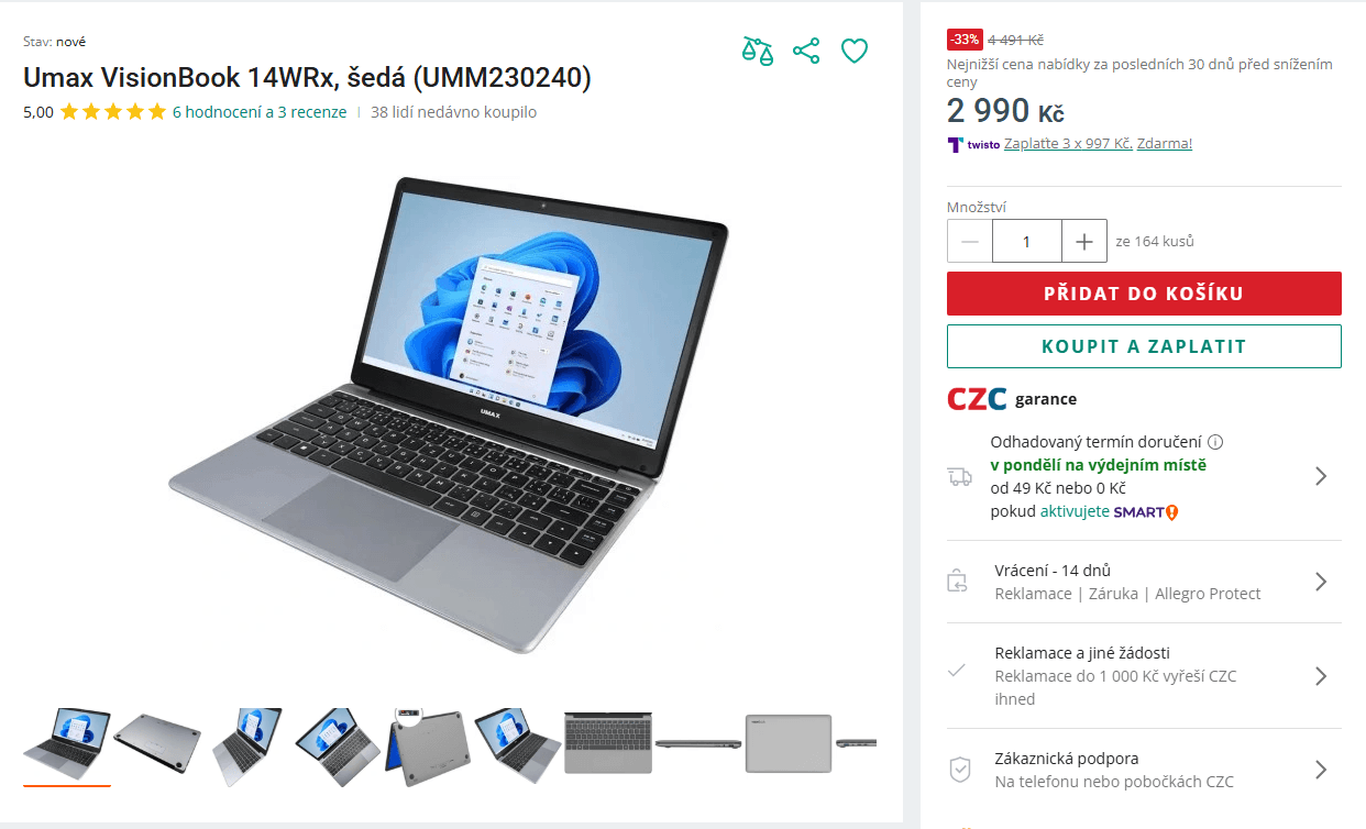 Umax 2,8 GHz, 4/128GB 14,1", 1,3 kg