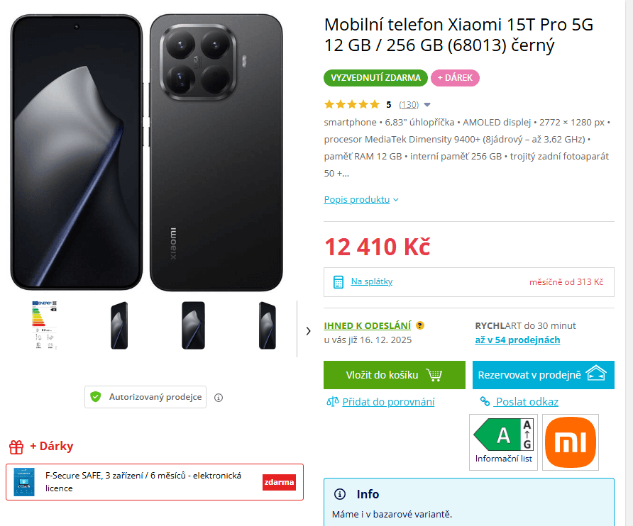 Xiaomi 15T Pro 8x 3,73GHz, 12/256GB, 6,83"