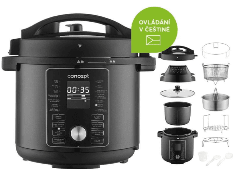 Multifunkční tlakový hrnec ECG, Airfryer, 5,6 l., 42 prg
