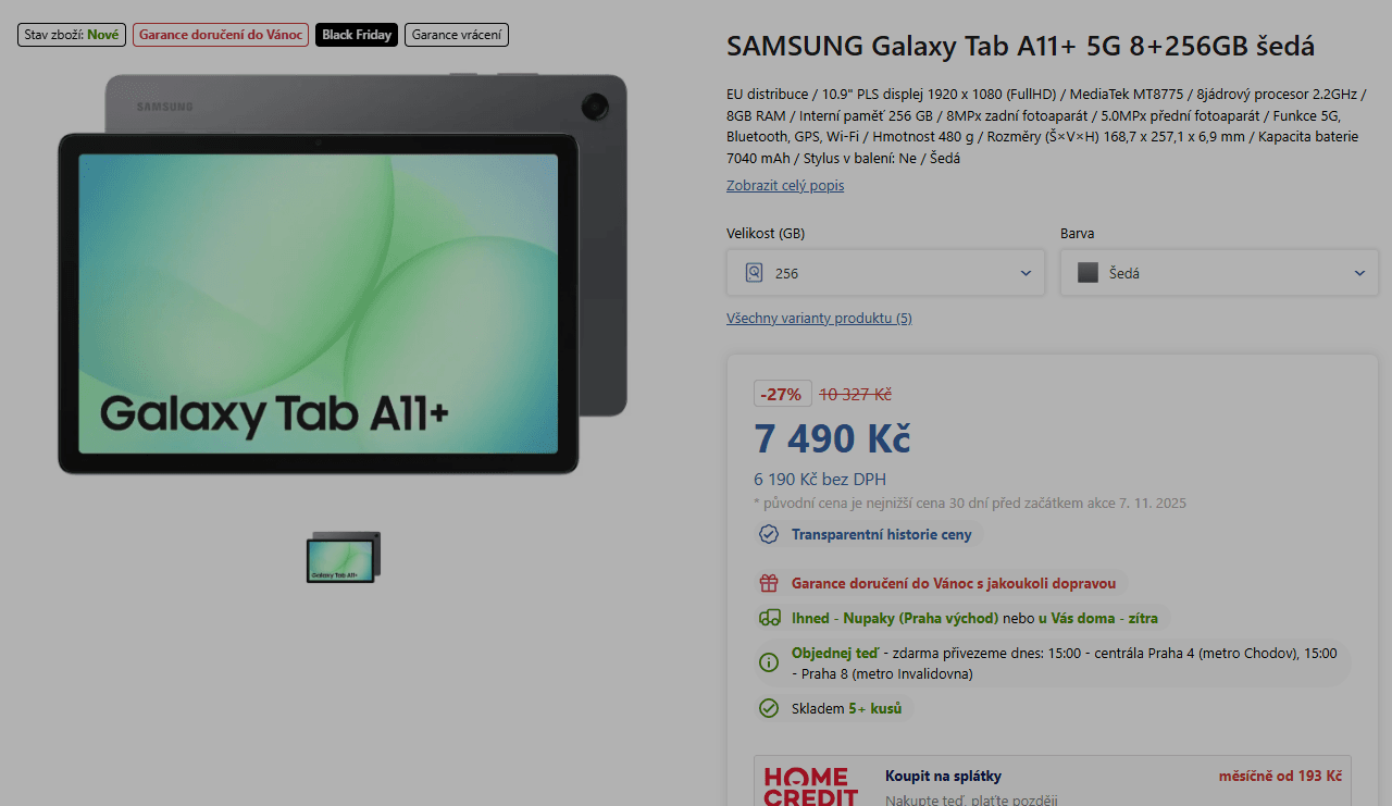 Tablet Samsung Galaxy Tab A11 8x 2,2, 8/256, 10,9"