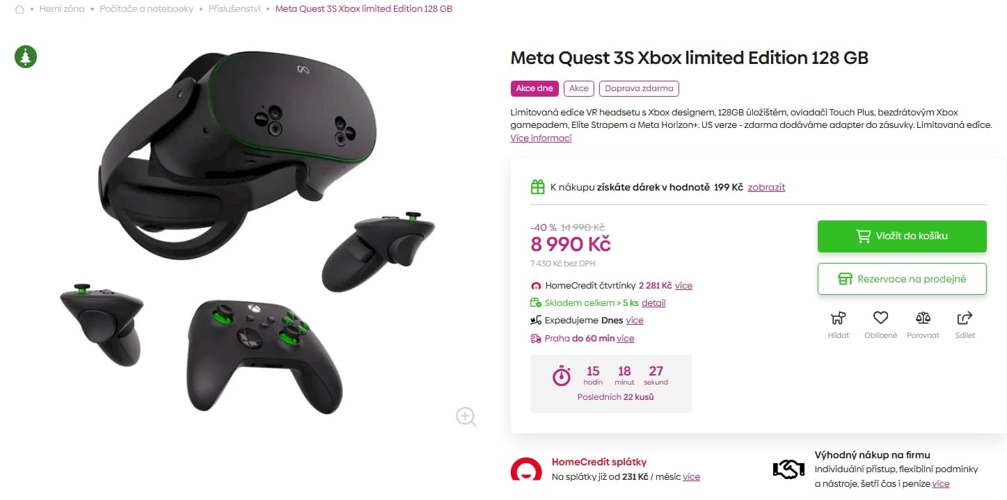 VR brýle Meta Quest 3S Xbox 128 GB