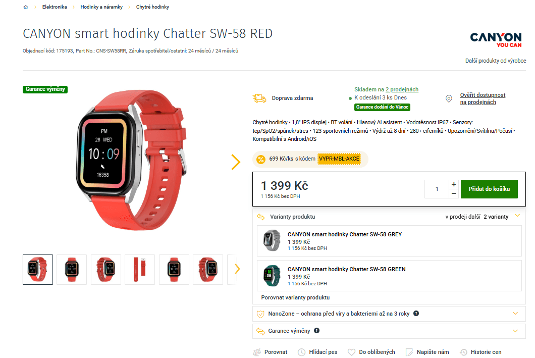 Chytré hodinky Canyon Chatter SW-58