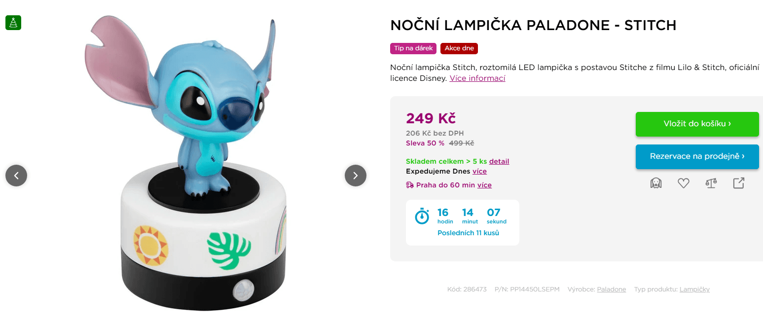 Noční lampička Paladone - Stitch 