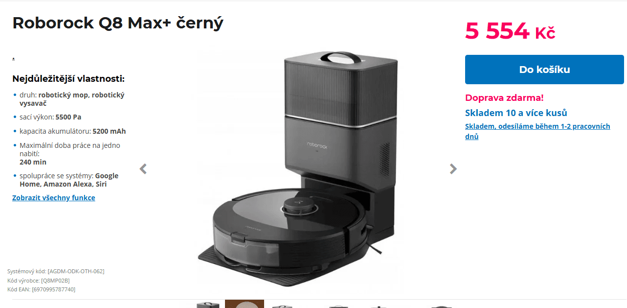 Robot / Mop / Stanice Roborock Q8 Max+