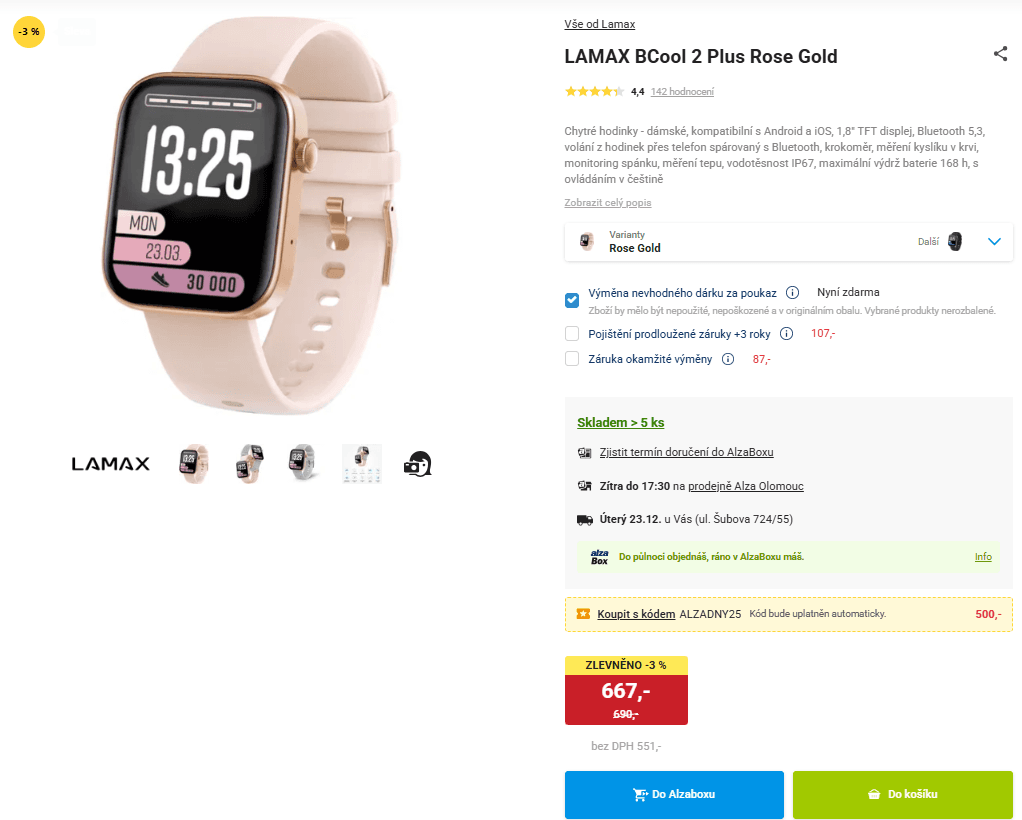 Chytré hodinky LAMAX BCool 2 Plus Rose Gold