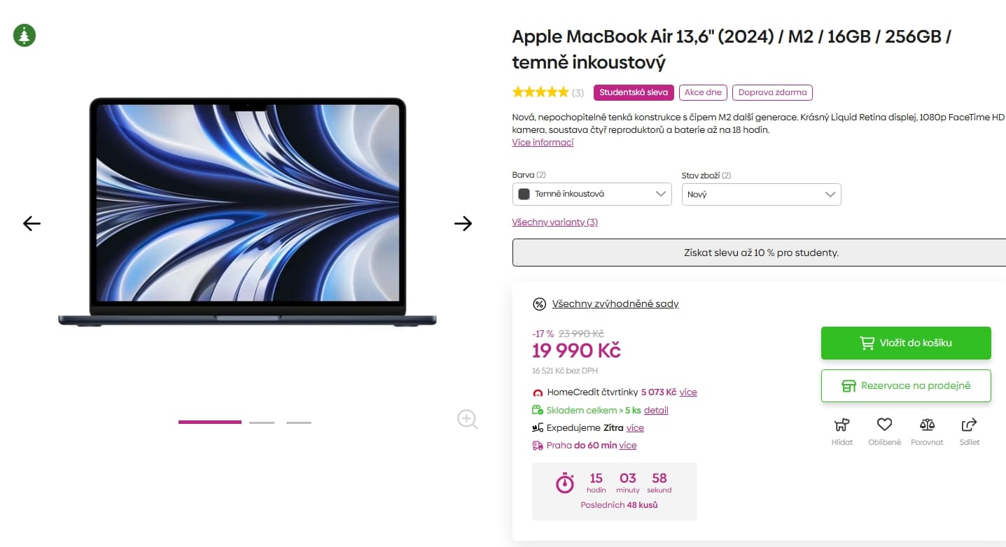 Apple MacBook Air 13,6" 8 GB 256GB