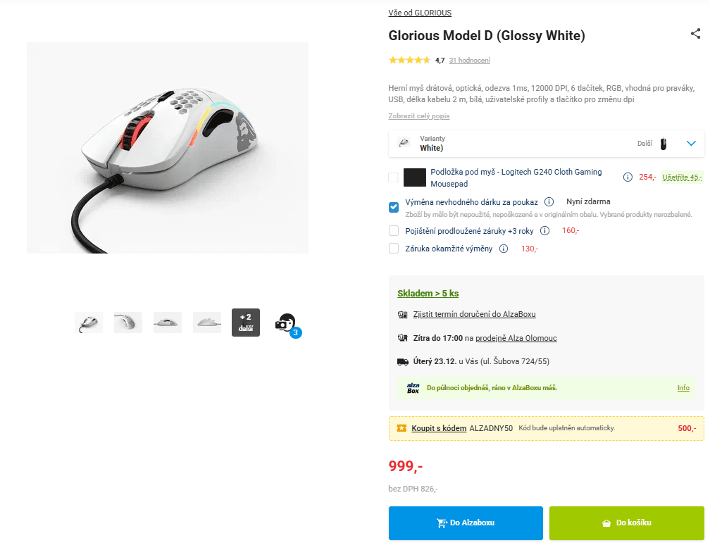 Herní myš Glorious D, RGB