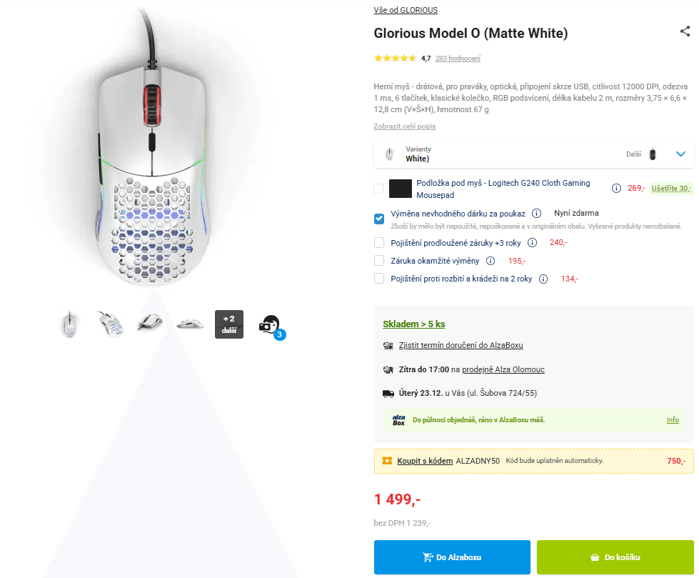 Herní myš Glorious O, 50G, RGB