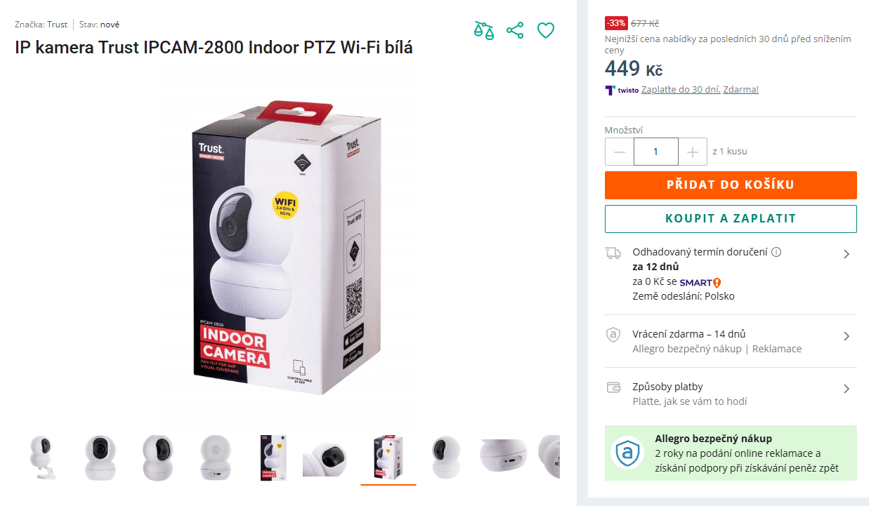 IP kamera Trust, pohyb, mikrofon