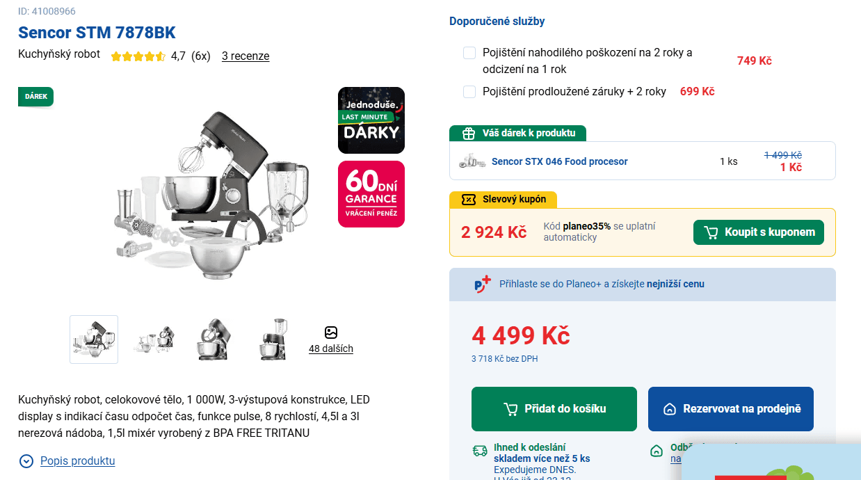 Kuchyňský robot Sencor, příslušenství