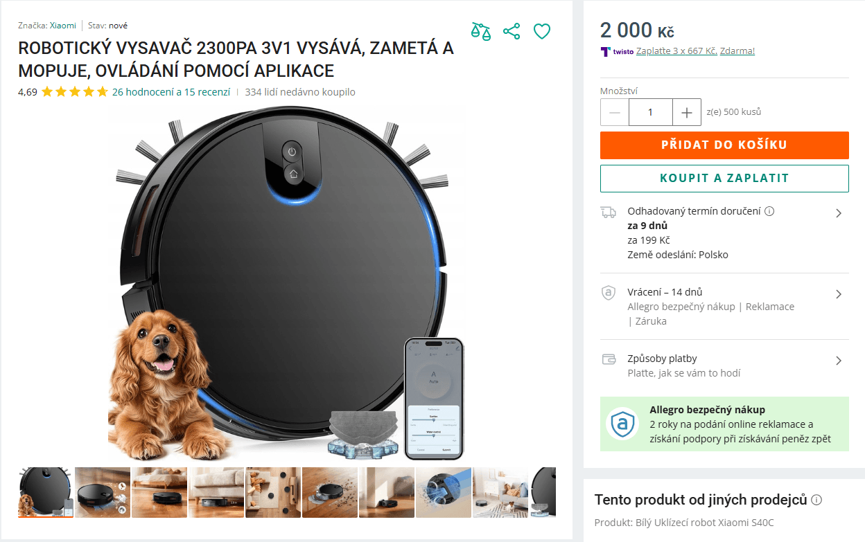 Robot vysavač / mop Xiaomi S40C