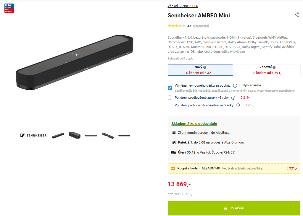 Soundbar - 7.1.4 Sennheiser Ambeo Mini 