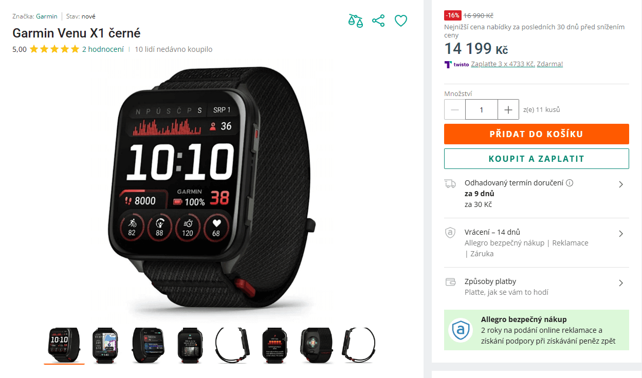 Chytré sportovní hodinky Garmin Venu X1