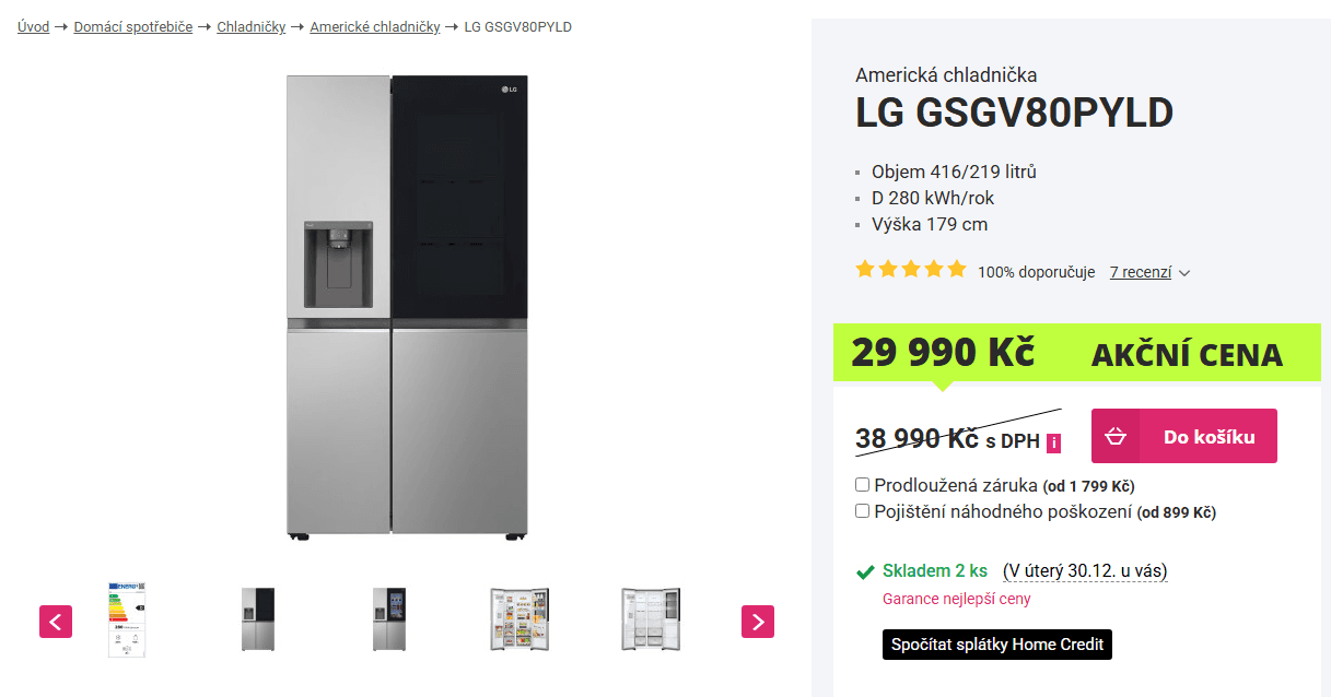 Am. lednice LG, InstaView, led, Wifi, 179cm