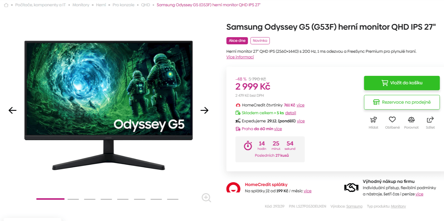 QHD PC monitor Samsung, 27"