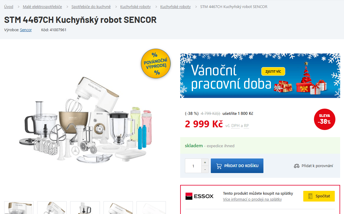 Kuchyňský robot Sencor, příslušenství