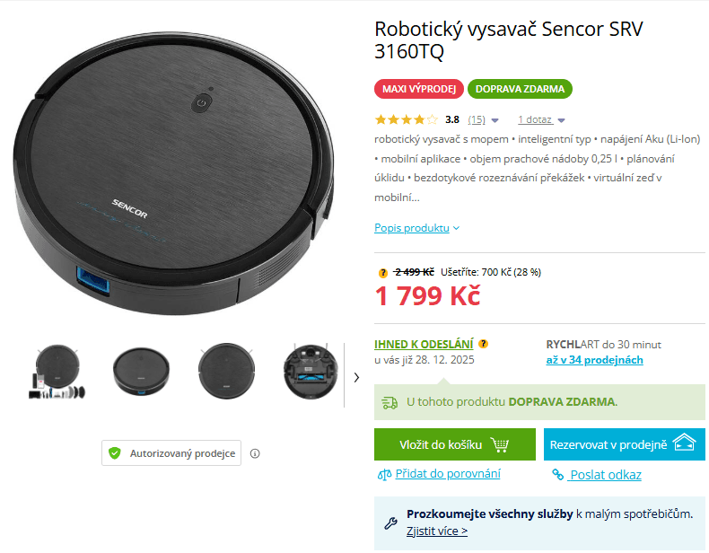 Robotický vysavač a mop Sencor EasyClean+