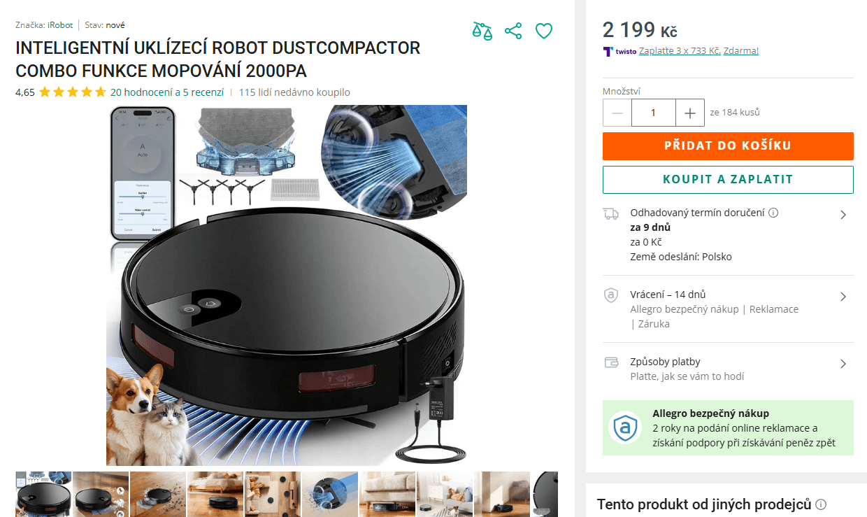 Robotický vysavač a mop iRobot Roomba 105