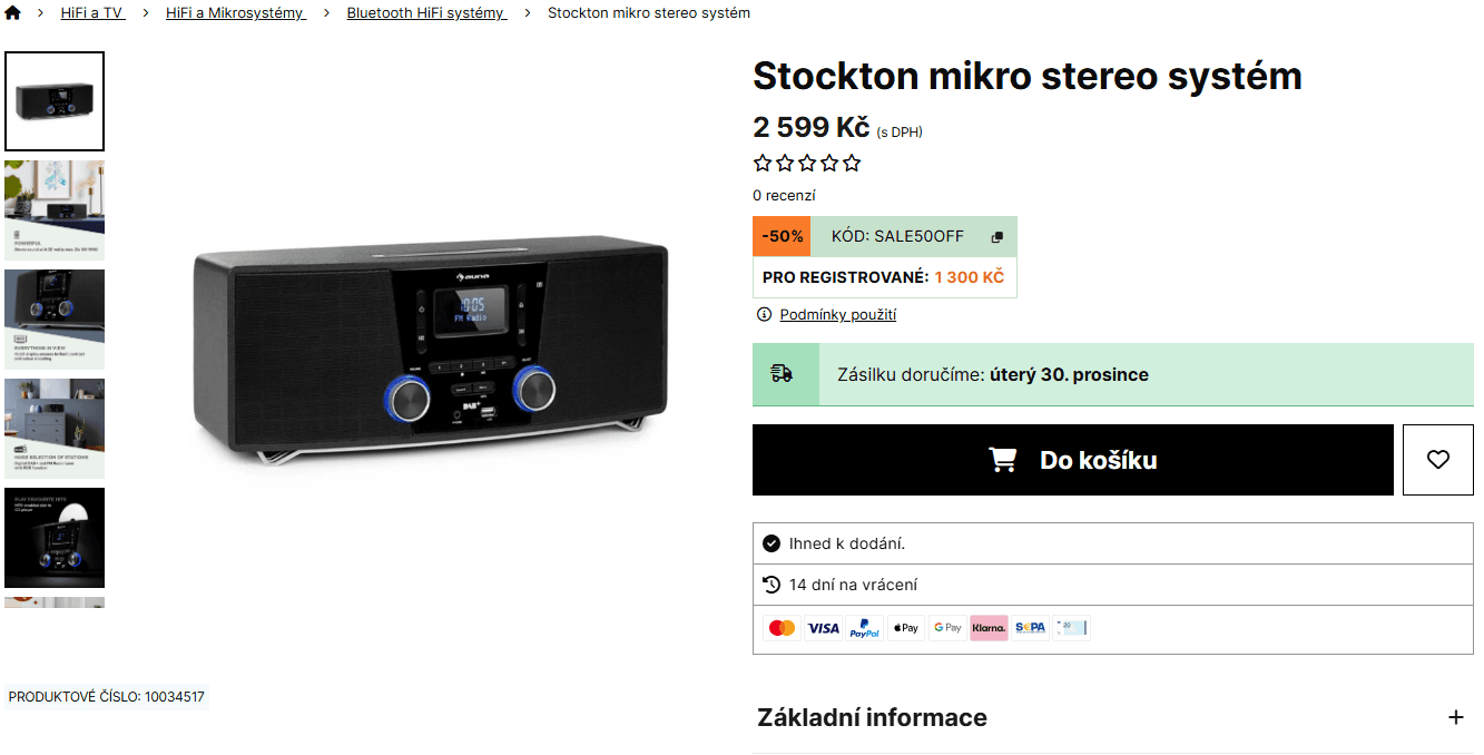 HIFI mikrosystém Stockton, BT, 20W, USB, CD, DAB+, rádio