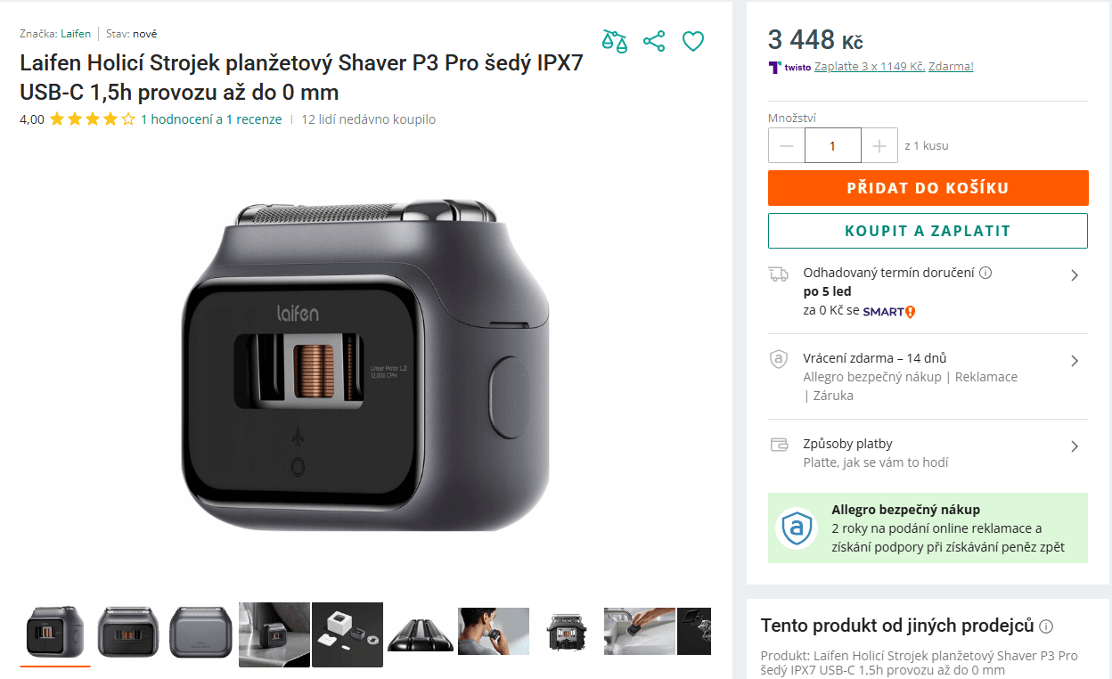 AKU holicí strojek planžetový Laifen P3 Pro