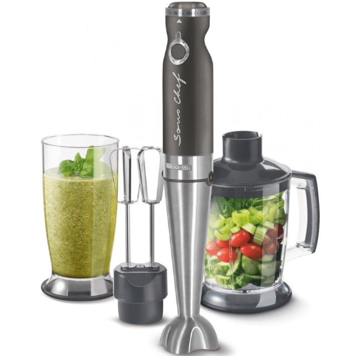 Tyčový mixér 4v1 Sencor, titanium QuadBlade