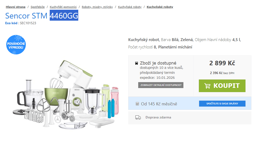 Kuchyňský robot Sencor, příslušenství