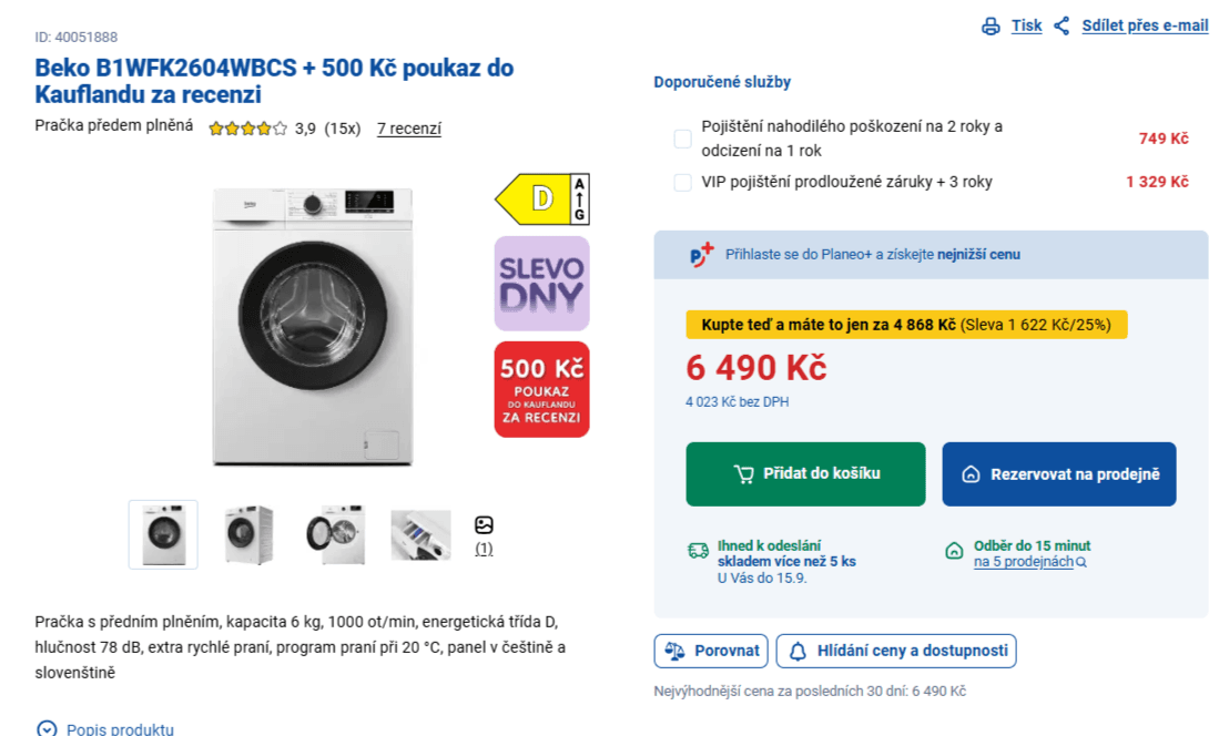 Pračka Beko, 6 kg, 1000 ot./min