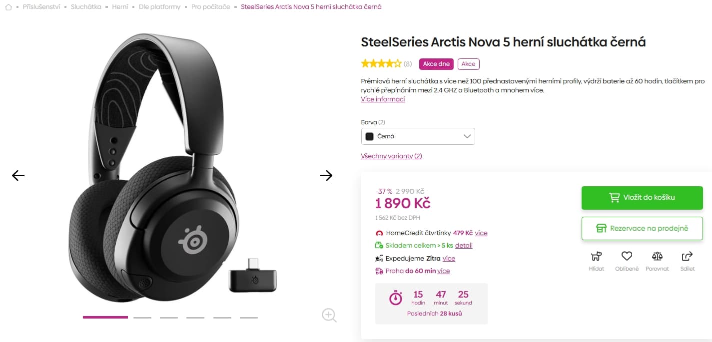 Herní BT sluchátka SteelSeries Arctis Nova 5