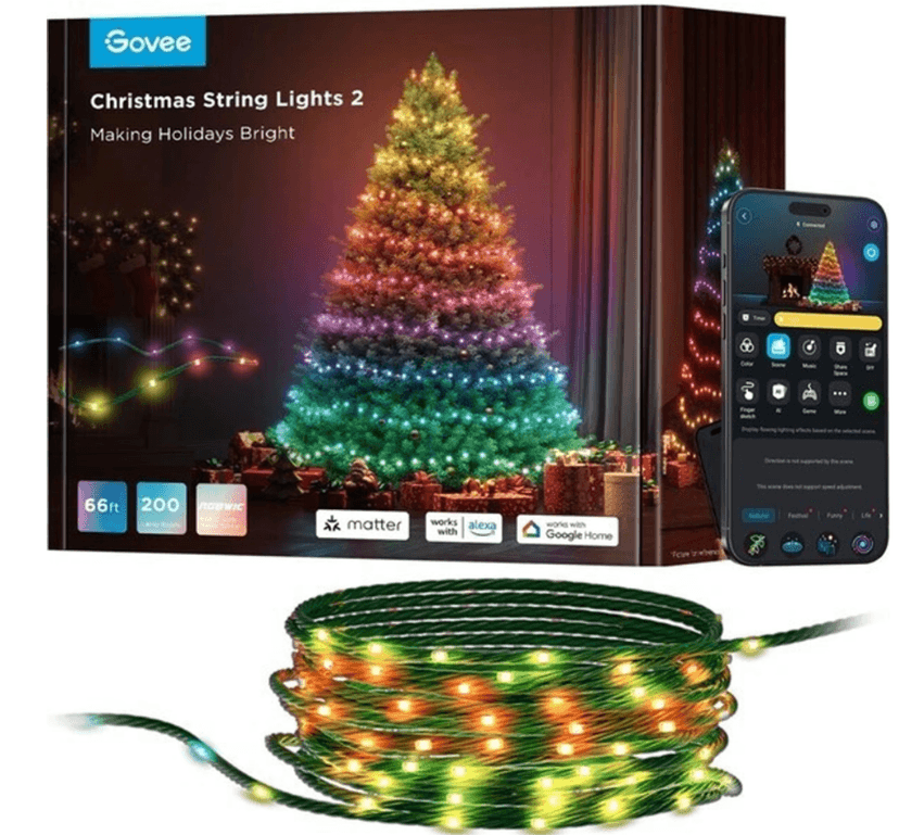 Chytré osvětlení pro vánoční stromek Govee, Wifi, 20m