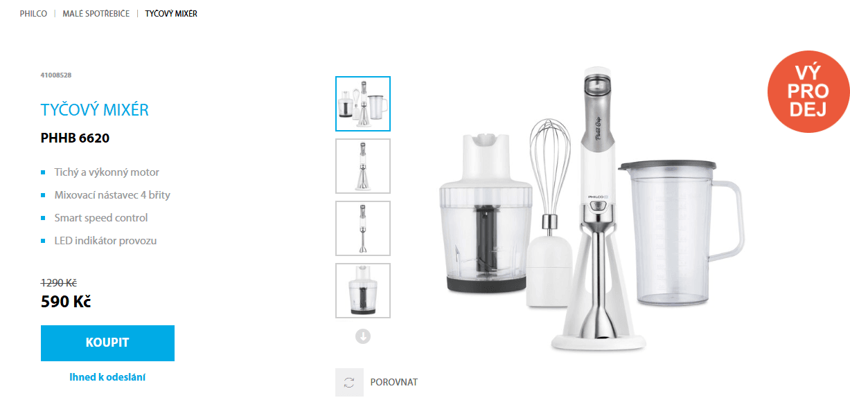 Tyčový mixér Philco, sekání, šlehání