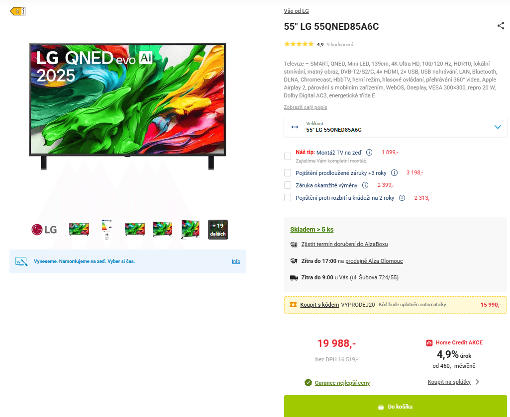 4K QNED Smart TV, 139 cm, 120Hz, LG