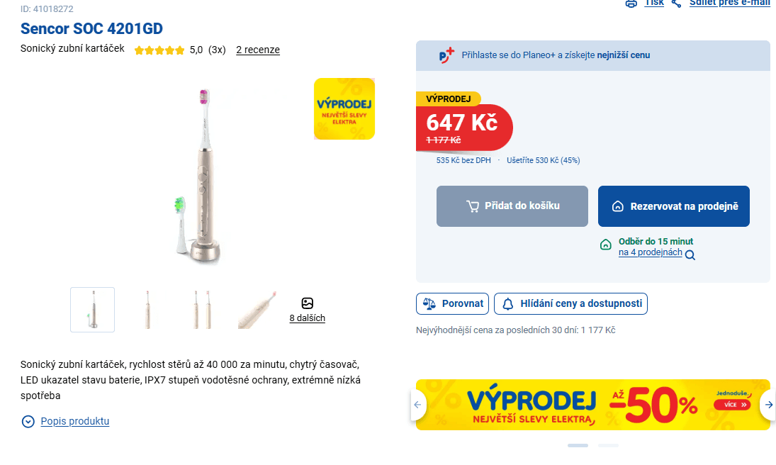 El. sonic zubní kartáček Sencor