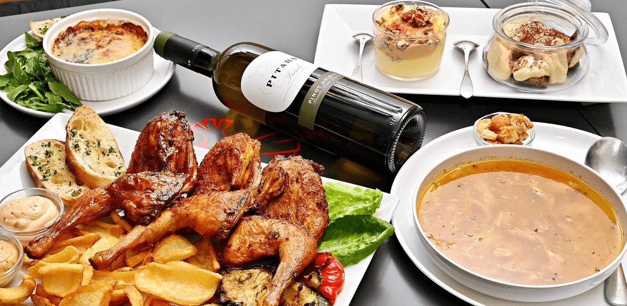 Italské menu s mladým kohoutkem pro dvě osoby