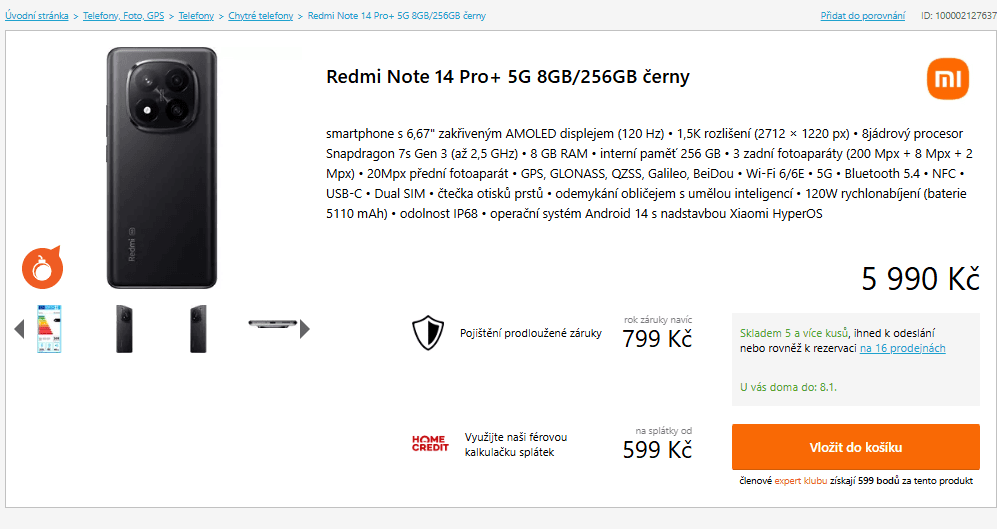 Xiaomi Redmi Note Pro+ 8x 2,5GHz, 8/256GB, 6,67", NFC