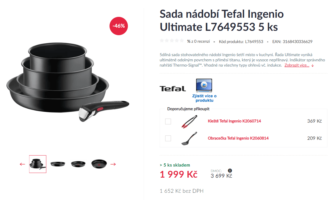 5 dílná sada nádobí Tefal Ingenio Ultimate
