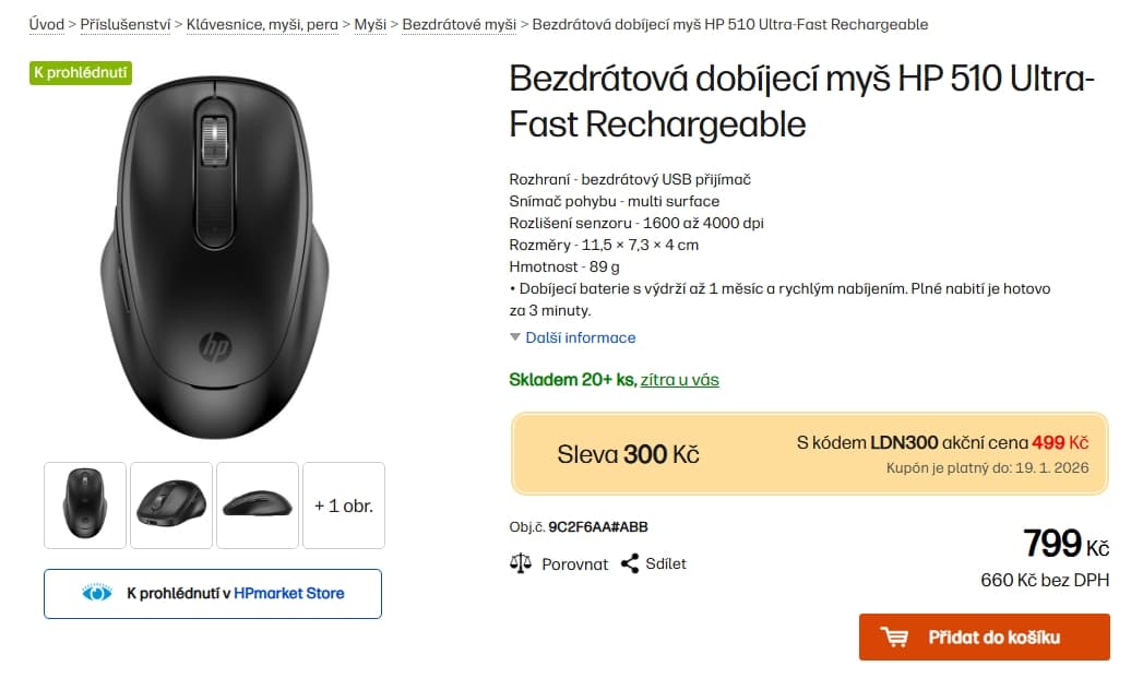 BT myš HP 510 Ultra-Fast