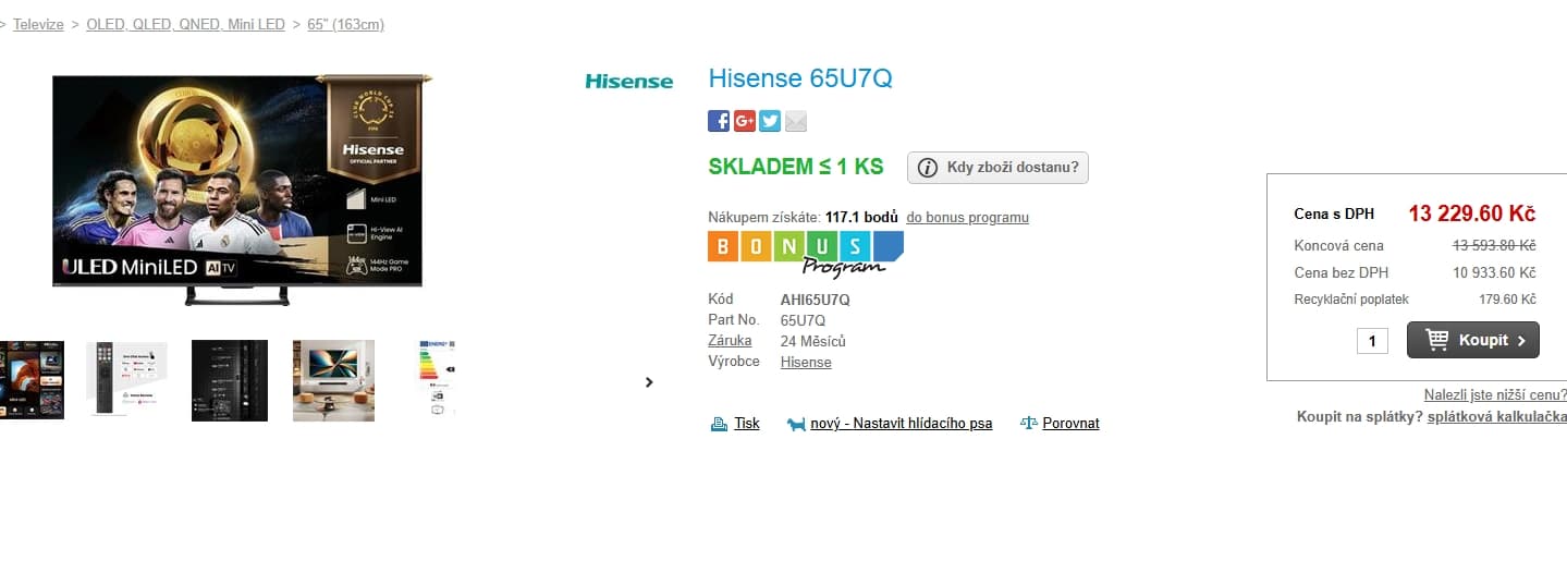 Mini LED 4K TV, Smart, 165 cm, Atmos, Hisense