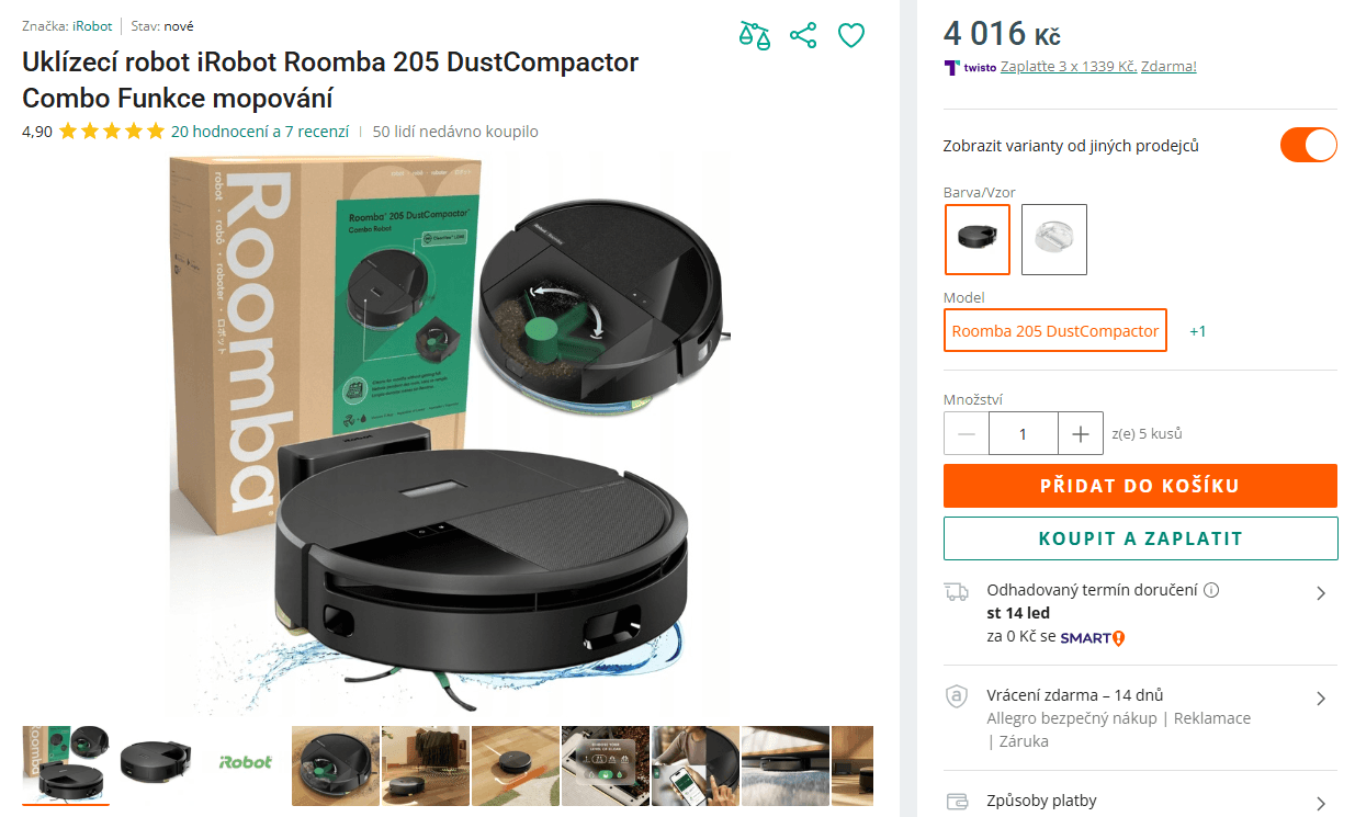 Robotický vysavač a mop iRobot Roomba 205 DustCompactor