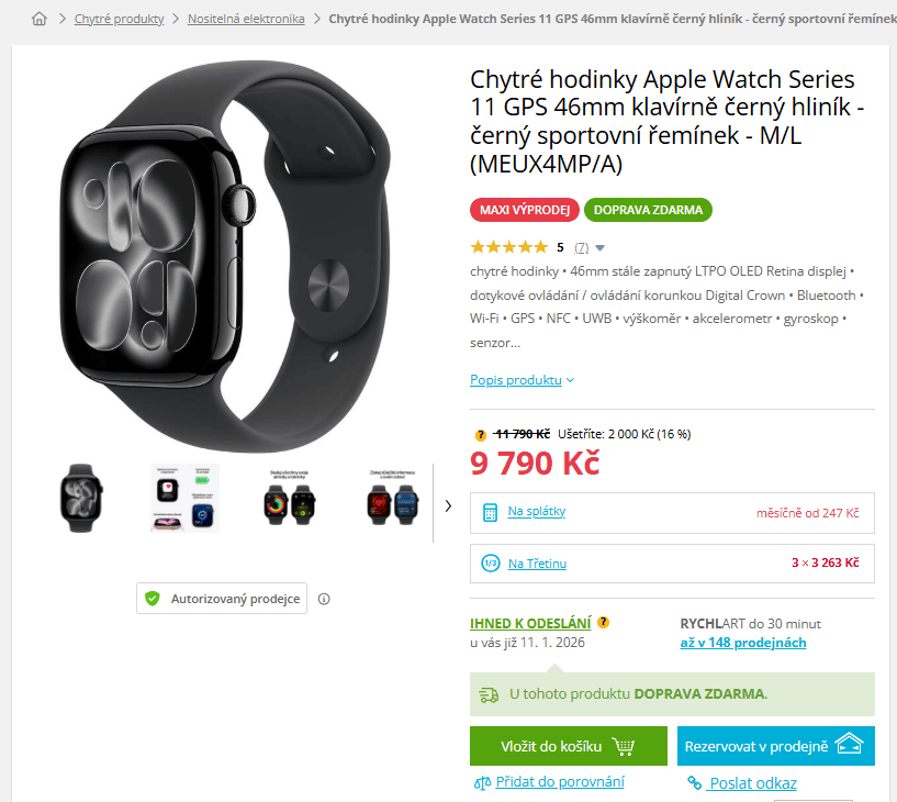 Chytré hodinky Apple Watch Series 11 GPS 46mm